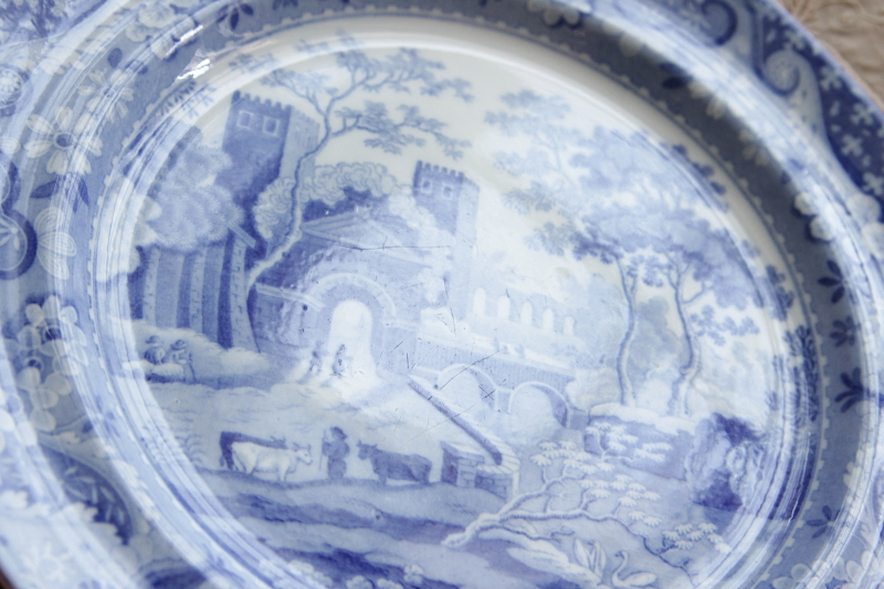 アンティークスポード　spode castle キャッスル　ブルーアンドホワイト　イギリス　ジョージアンアンティーク