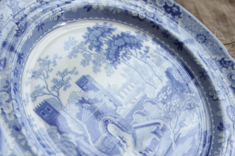 アンティークスポード　spode castle キャッスル　ブルーアンドホワイト　イギリス　ジョージアンアンティーク