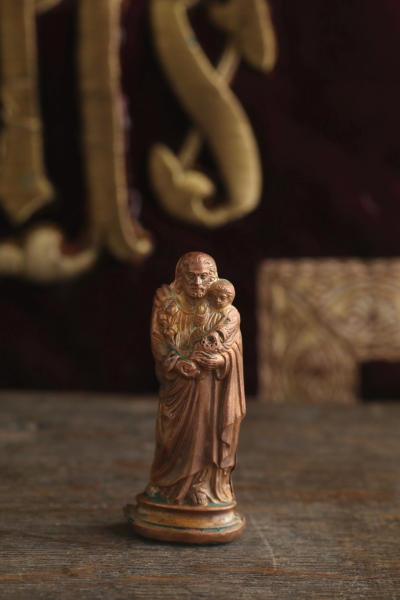 アンティーク聖父子像　銅　フランス