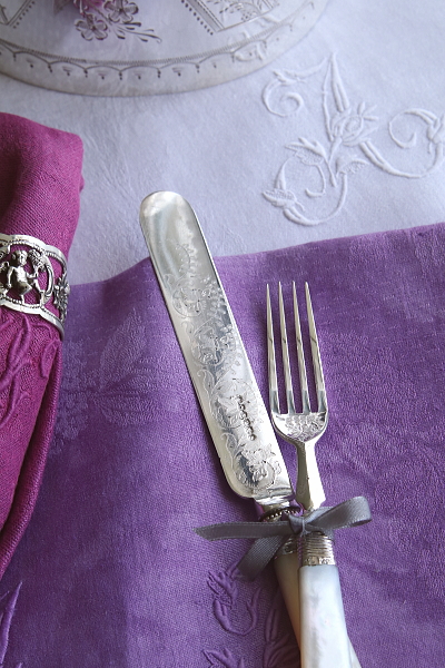 マザーオブパールハンドル　デザートナイフ&フォーク　ヴィクトリアン　イギリス アンティークストリュフ