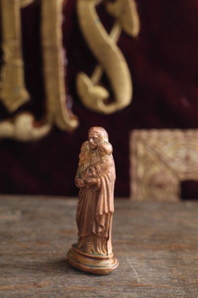 アンティーク聖父子像　銅　フランス
