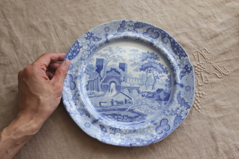 アンティークスポード　spode castle キャッスル　ブルーアンドホワイト　イギリス　ジョージアンアンティーク