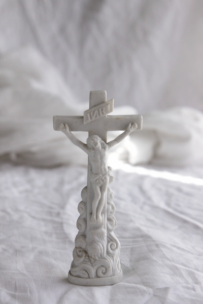 アンティークビスククロス　十字架　磔刑像　フランス