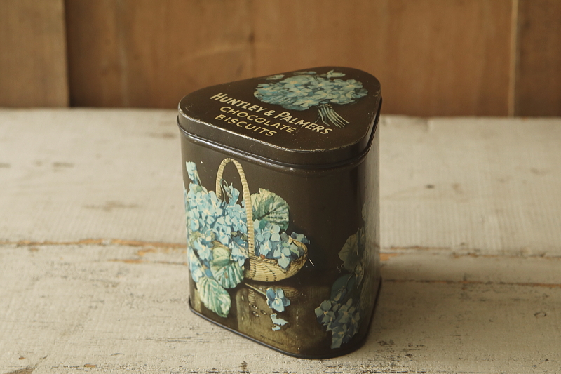 紫陽花のチョコレートビスケットティン huntley and palmers イギリス アンティークストリュフ