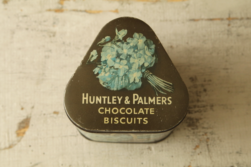 紫陽花のチョコレートビスケットティン huntley and palmers イギリス アンティークストリュフ