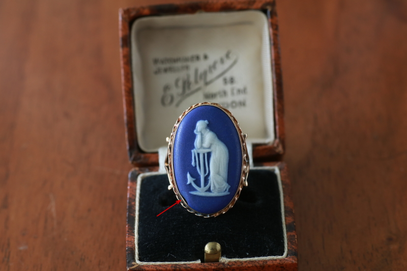 女神のジャスパーカメオ　ゴールドリング　WEDGWOOD　ウエッジウッド　イギリス　アンティークストリュフ