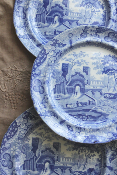 アンティークスポード　spode castle キャッスル　ブルーアンドホワイト　イギリス　ジョージアンアンティーク