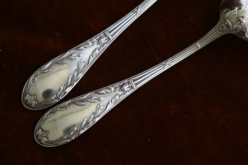 オリーブのテーブルスプーン＆フォーク　フランス　アンティークストリュフ