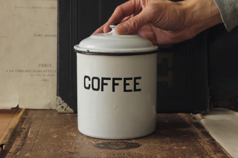 アンティーク琺瑯キャニスター　coffee　コーヒー　イギリス