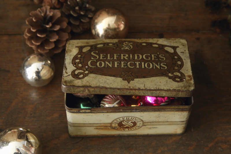 アンティークブリキ缶　お菓子缶　selfridge's confections イギリス