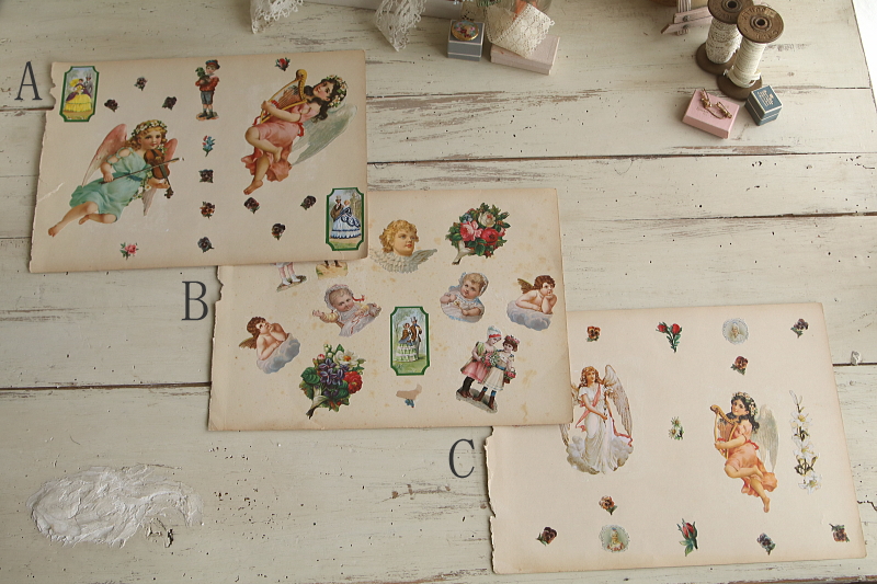 ヴィクトリアン　天使のデコパージュシート　ヨーロッパ アンティークストリュフ