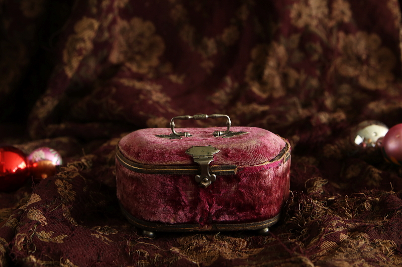 ベロアのソーイングボックス フランス アンティークストリュフ