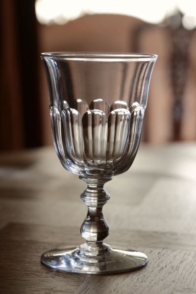 アンティークワイングラス　吹きガラス　カットグラス　フランス