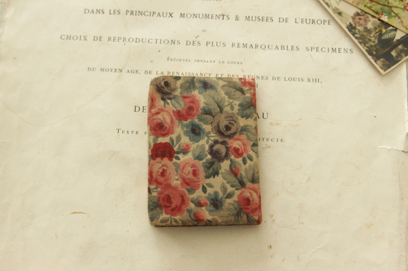 アンティーク古書　アンティークブック　詩集　布装丁　フランス　薔薇
