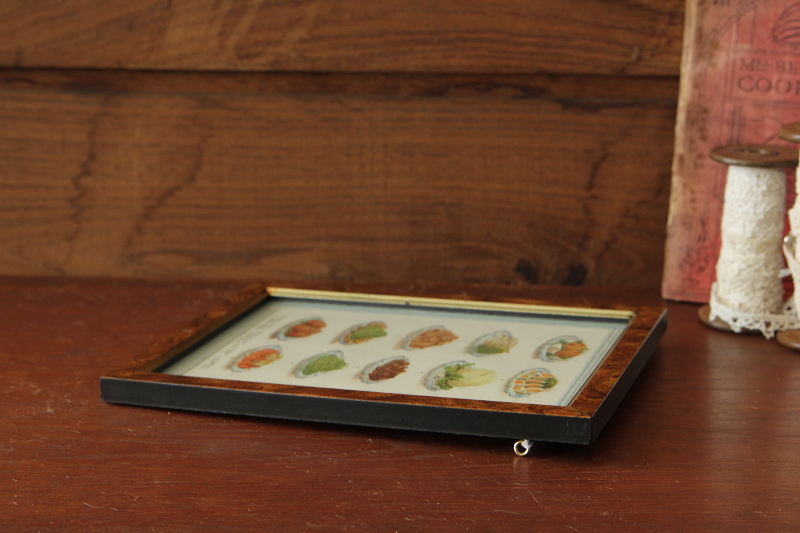 アンティーク料理のイラストレーション　額装　プリントプレート　ビートン婦人　イギリス