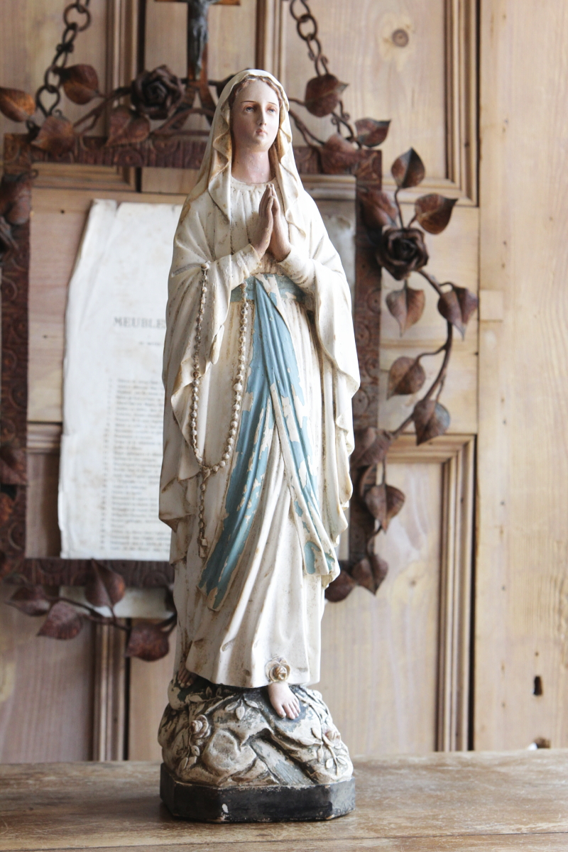 オリジナル 【超希少】✞ ルルドの聖母マリア像フラワー家庭祭壇 置物