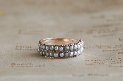 ジョージアンシードパールリング　イギリス アンティークストリュフ