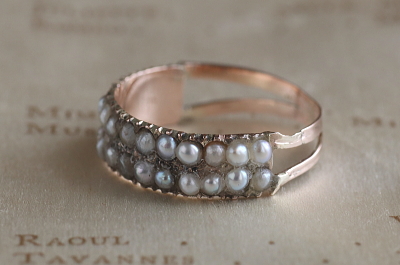 ジョージアンシードパールリング　イギリス アンティークストリュフ