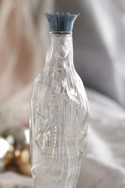 アンティーク聖水ボトル　ルルド　聖母　冠のマリア像　フランス