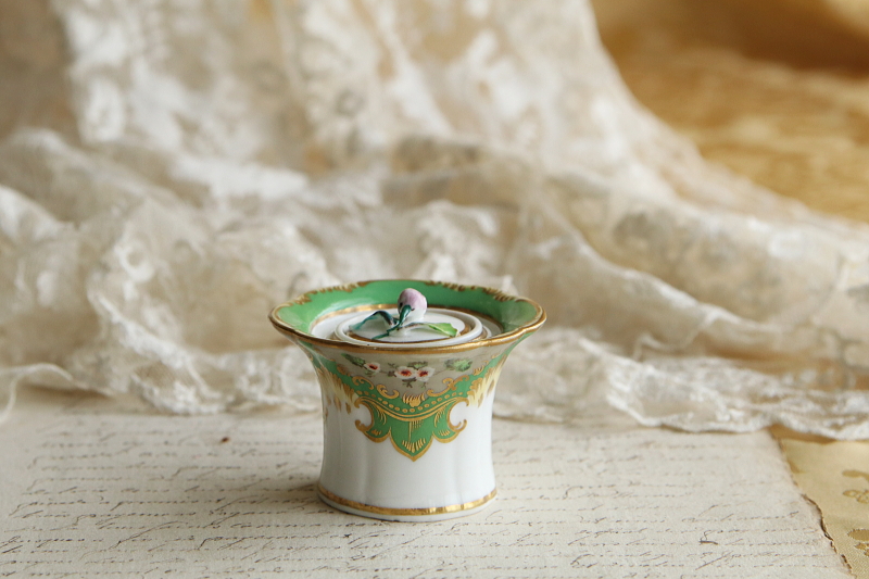 ハンドペイントインクウェル　ヴィクトリアン　イギリス アンティークストリュフ