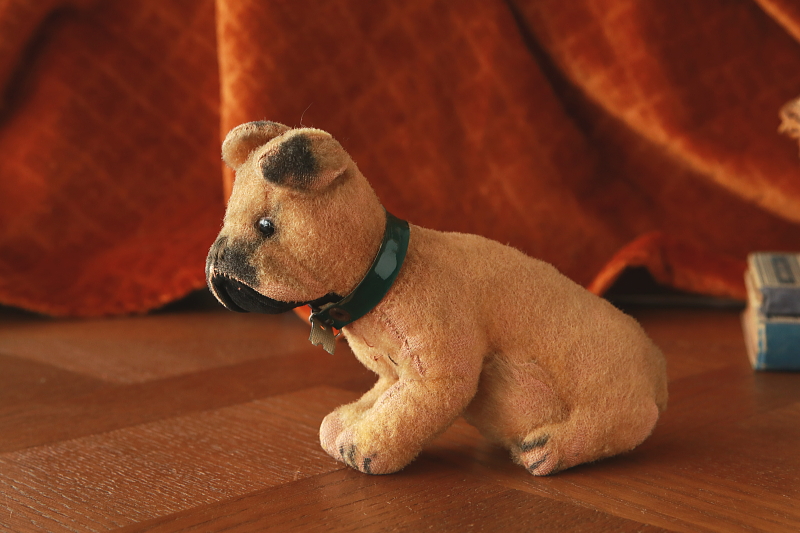 仔犬のボクサー　ぬいぐるみ　ドイツ　アンティークストリュフ