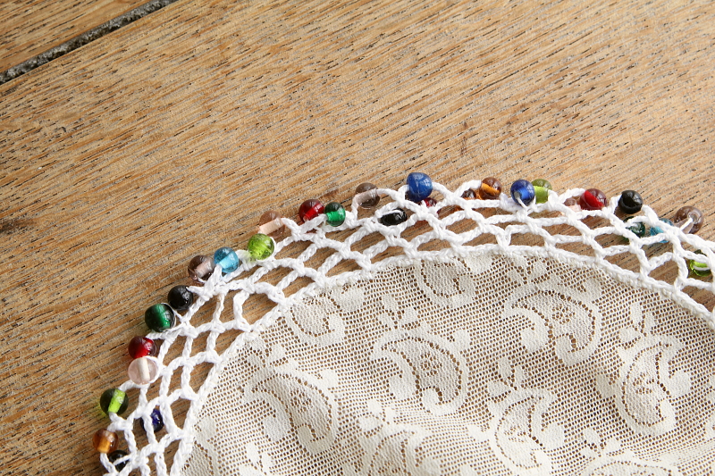 ガラスビーズのジャグカバー　イギリス アンティークストリュフ