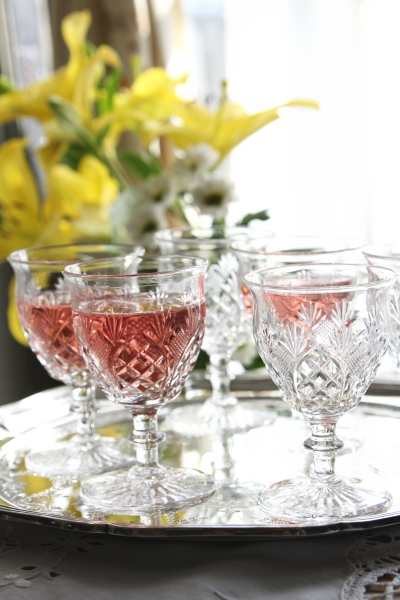 アンティークカットクリスタルグラス　ワイングラス　イギリス