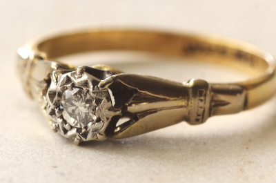 ヴィンテージダイヤモンドリング アンティークエンゲージリング ウェディング 婚約指輪 ソリテールリング プラチナ 18カラットゴールド