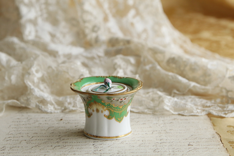 ハンドペイントインクウェル　ヴィクトリアン　イギリス アンティークストリュフ