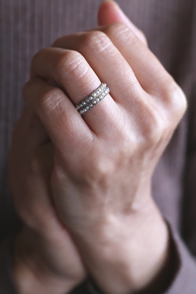 ジョージアンシードパールリング　イギリス アンティークストリュフ