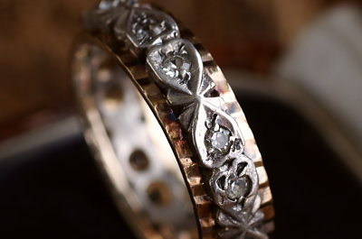 ゴールドアンドシルバー　コンビネーションエタニティリング　イギリス アンティークストリュフ