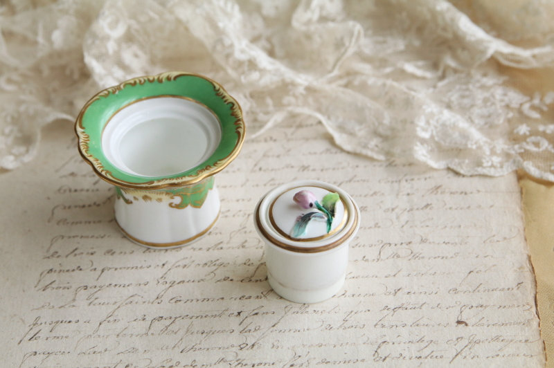 ハンドペイントインクウェル　ヴィクトリアン　イギリス アンティークストリュフ