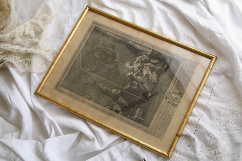 アンティークグラヴュール　銅版画　Nicolas Delaunay after Pierre-Antoine Baudouin　L'HEUEWUX MOMENT　フランス