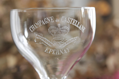 アンティークアドバタイジングシャンパングラス　CHAMPAGENE DE CASTELLANE EPERNAY　フランス