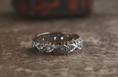 ゴールドアンドシルバー　コンビネーションエタニティリング　イギリス アンティークストリュフ