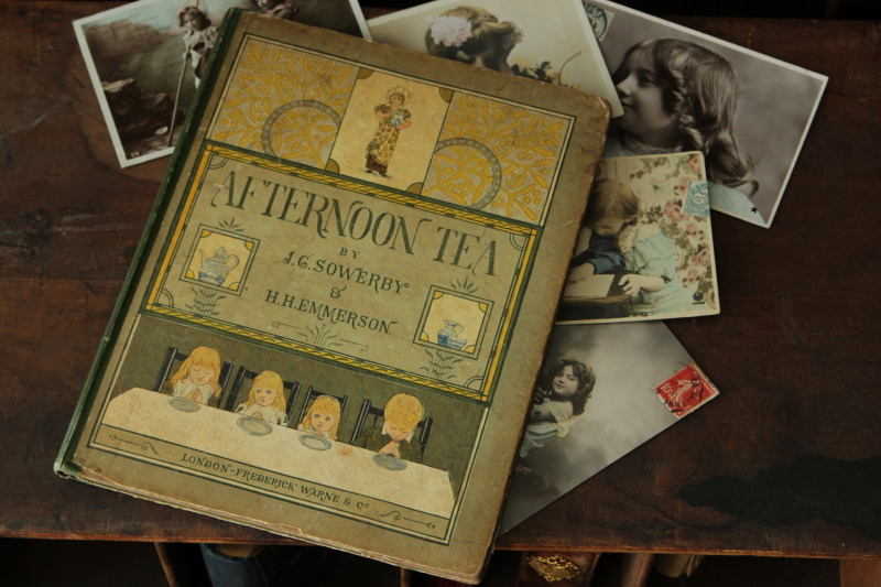 アンティークブック　絵本　john george sowerby henry emerson afternoon tea イギリス　