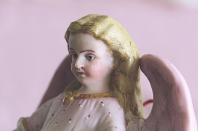 アンティークベニチエ　聖水盤　聖心の天使　フランス