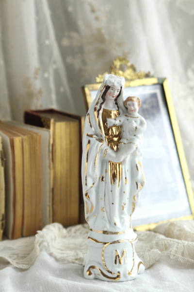 アンティーク聖母子像　vieux paris　ヴューパリ　パリ窯　カトリック　フランス