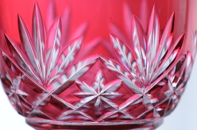 カットクリスタルクランベリーグラスペア　ヨーロッパ アンティークストリュフ