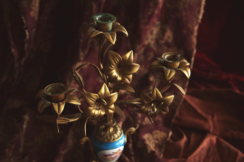 天使のブロンズキャンディラブラ　フランス アンティークストリュフ