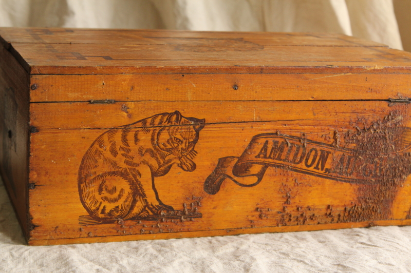 アンティーク木箱 ネコ AMIDON DE RIZ フランス 20190319 【Antiques 