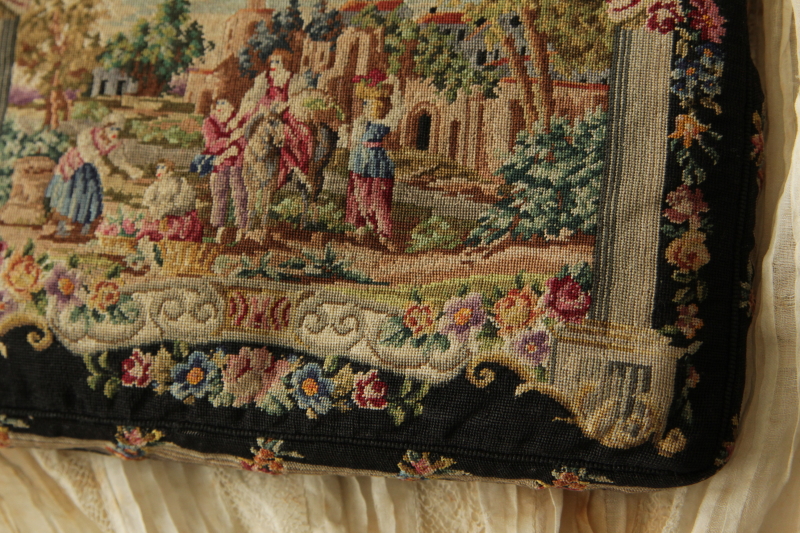 アンティークプチポワンバッグ　ハンドバッグ　花の刺繍　イギリス