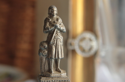 アンティーク　ジャンヌダルク像　祈り　フランス　ブロカント　フレンチアンティーク