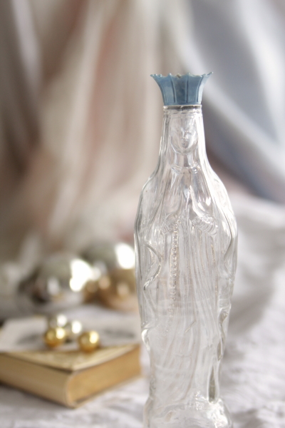 アンティーク聖水ボトル　ルルド　聖母　冠のマリア像　フランス