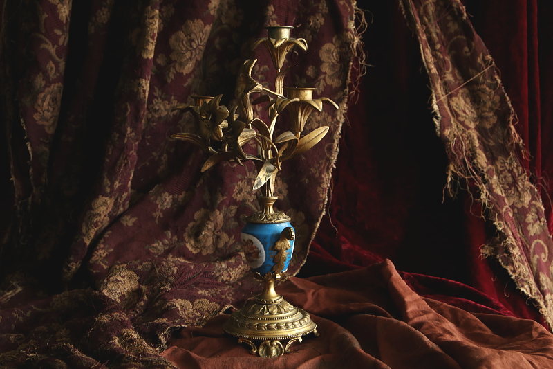 天使のブロンズキャンディラブラ　フランス アンティークストリュフ