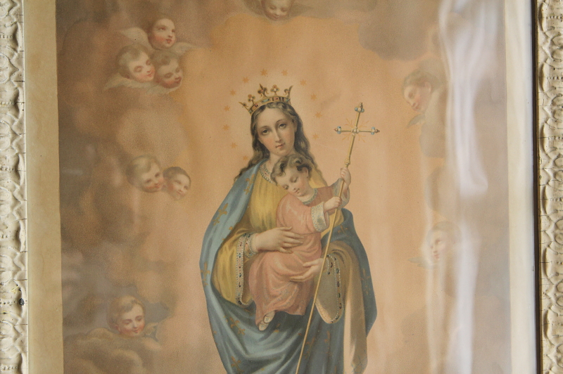 アンティークモールディングフレーム　アールヌーボー　聖母子像　フランス