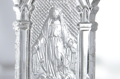 アンティークガラスベニチエ　聖水盤　聖母マリア　フランス