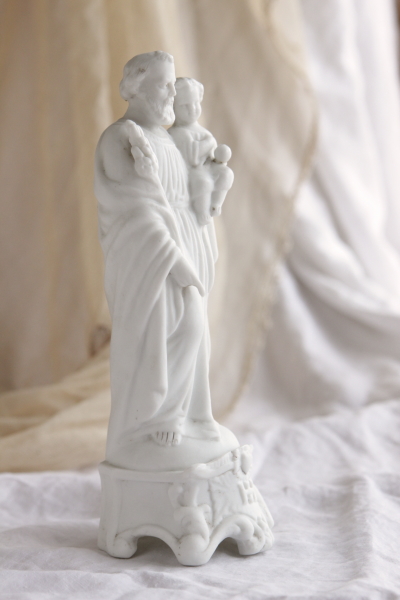 アンティーク聖像　聖父子像　ビスク　フランス