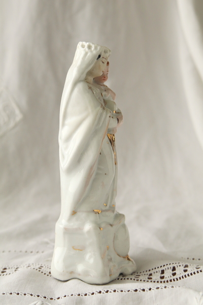 アンティーク聖母子像　着彩白磁　フランス