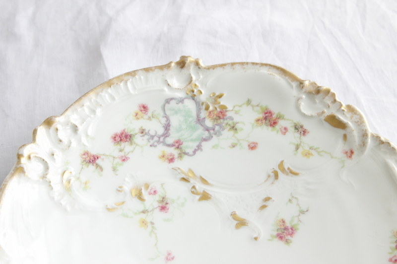 アンティークリモージュプレート　C.AHRENFELDT limoges フランス　小薔薇